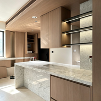 Armoires de cuisine en bois massif chêne clair SLS, design modulaire moderne avec îlot pour projets résidentiels, fabricant d'armoires sur mesure