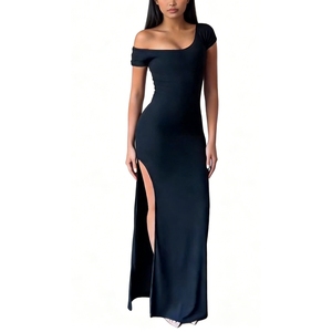 Vestido Largo Asimétrico de Noche para Mujer con Hombros Descubiertos, Ajustado, con Abertura Lateral, Elegante y a la Moda - Product Image 1