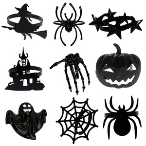Anillos y Clips para Servilletas <span class=keywords><strong>de</strong></span> Halloween al por Mayor, Estilo Americano, Araña Negra, Fantasma, Murciélagos, Aleación, para Decoración <span class=keywords><strong>de</strong></span> Halloween - Product Image 4