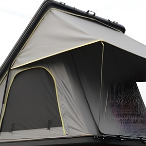 Tente de toit rigide triangulaire en aluminium 210x140cm avec mousse à mémoire de forme de 7cm, toile Oxford 900D imperméable, éclairage annulaire, échelle, pour SUV 4x4 et camping - Product Image 4