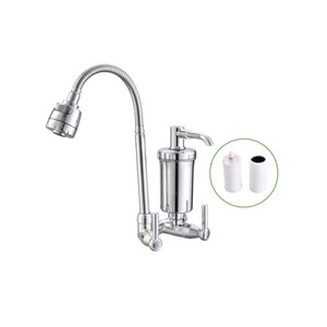 Robinet de cuisine mural en acier inoxydable avec filtre à charbon actif, installation facile, usage domestique - Product Image 1