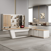 Meja Eksekutif Berbentuk L Mewah dari Kayu Ramah Lingkungan, Furnitur Modular Modern untuk Kantor CEO dengan Kursi Ergonomis & Kabinet Samping