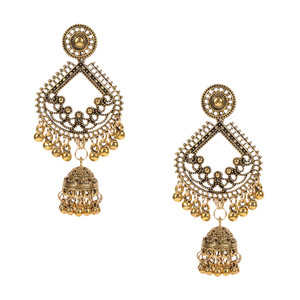 Vintage Gold Plated Chandelier <b>Earrings</b> <b>Tassel</b> Dangle Women's Party Jewelry Precious Metal Alloy Bezel Setting - Product Image 5
