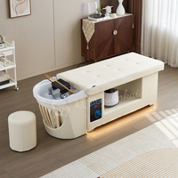 Chaise de massage thaïlandaise multifonctionnelle moderne avec bol beige, shampooing, lumière, lavage des cheveux, soin du visage, lit de spa japonais pour la tête