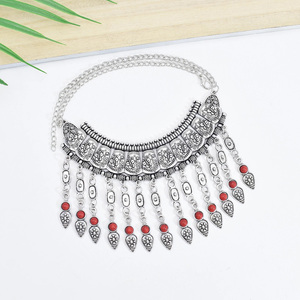Collier à frange Vintage bohémien, pièce de monnaie en argent, ras du cou et bavoir, déclaration d'amour, turc, nouvelle collection - Product Image 1