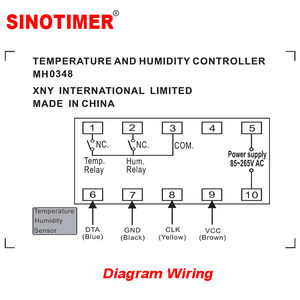 Sinoटाइमर mh0348 पैनल माउंट टेम्प आर्द्रता नियंत्रक-48x48 मिमी, 12 वी/24v/85-265VVAC, -40 से 130 Ptc रिले आउटपुट - Product Image 3