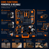 Ensemble de forets, boîte à outils, perceuse sans fil 21V avec 2 batteries, ensemble d'outils manuels multifonctionnels complets pour la réparation à domicile, bricolage, OEM, ODM