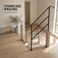 Rampe d'escalier en fer personnalisable, couleur au choix, balustrade minimaliste moderne avec plaque de base, garde-corps d'escalier intérieur à fixation au sol