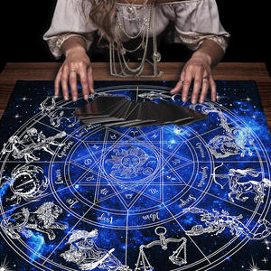 12 rasi bintang taplak meja kartu <span class=keywords><strong>Tarot</strong></span> penyihir Wiccan dekorasi ruang rumah kertas kain ramalan langit berbintang bulan matahari untuk bermain - Product Image 1