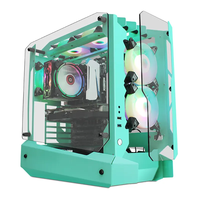 2025 Factory Custom Computer Case New Design Cabinet Green Color Four Side Heart ATX Full Tower Cabinet Gaming Pc Case Desktop