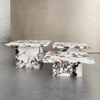 Ensemble de table basse moderne en travertin beige pour la décoration de la maison, différentes couleurs au choix