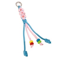 Porte-clés pendentif tressé à la main avec perles florales pour l'extérieur - Polyester pour le camping