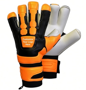 Gants de gardien de but de football orange personnalisables avec paume antidérapante et sangle de poignet réglable pour un usage unisexe - Product Image 1