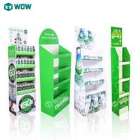 Support d'affichage en carton pliable et recyclable sur pied pour bouteilles de vin et de bière avec 4 étagères - Utilisation en supermarché pour les boissons