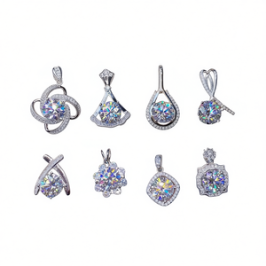 Collier pendentif en cristal XL225, argent 925 plaqué rhodium, serti griffes, classique, pour tous les jours, bijoux unisexe - Product Image 1