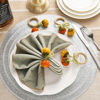Anneaux de serviette classiques européens américains pour Halloween, porte-serviettes en tissu tissé fait à la main pour les fêtes de récolte d'automne