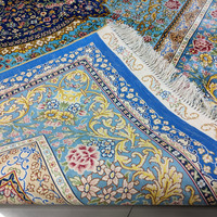 Tapis en soie persan bleu floral noué à la main 6x9, design cachemire fait main, pour la décoration du salon à Dubaï