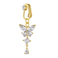 Best-seller Bijoux de corps sans perçage Faux anneau de nombril Papillon Piercing de nombril Faux piercing de corps pour femmes