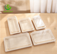 Plateau à sushi jetable en fibre de pulpe de bagasse de canne à sucre SUMKOKA avec couvercle en PET, écologique et micro-ondable