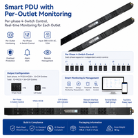Interrupteur magnétique à commande indépendante par prise AC380 415V 125A, PDU intelligent vertical en métal noir UL