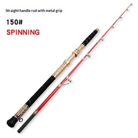 Joran Pancing Laut Dalam Super Keras Bahan Fiberglass 2-Piece Buatan Tangan untuk Ikan Bass/Snapper 1.65m-2.1m