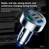 Cargador de Coche de 250W con 5 Puertos, Carga Rápida PD QC3.0, Adaptador de Cargador de Teléfono USB C para Coche con Indicador de Voltaje para iPhone, Samsung, Huawei, Xiaomi