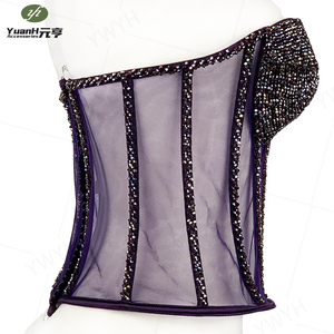 Corset <span class=keywords><strong>Bustier</strong></span> de Luxe Violet Fait Main Entièrement Perlé Personnalisable, Haut Brillant pour Robe de Soirée DIY <span class=keywords><strong>Femme</strong></span> - Product Image 3