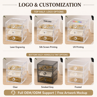Boîte de rangement à 3 tiroirs en acrylique transparent avec logo personnalisé, organiseur de bureau, présentoir pour cosmétiques et bijoux