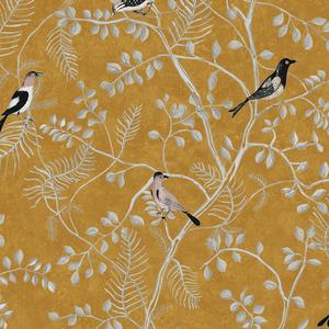 Pannello Murale in Carta con Foglia d'Oro Personalizzato di Alta Qualità, Stile Chinoiserie con Uccelli e Fiori, per Camera da Letto, Soggiorno e Ingresso Hotel, Decorazione d'Interni - Product Image 6