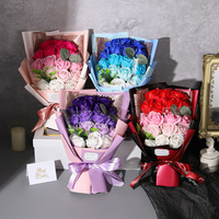 Bouquet de 18 fleurs de savon avec boîte-cadeau pour le jour de Thanksgiving Bouquet de roses de savon artificiel de Noël