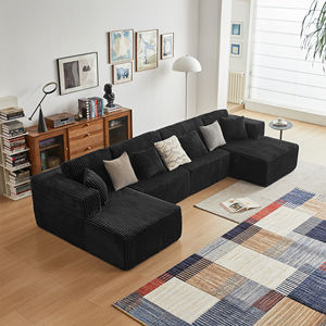 Comfortable High Compressed U-shape Multi Seat Upholstered Fabric Modern Sectional <b>Sofa</b> Set <b>Pillow</b> Luxury Square Apartment Villa - Product Image 3