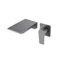 Robinet Mitigeur Mural Encastré Moderne en Acier Inoxydable 304 avec Bec Cascade Intégré pour Lavabo en Céramique