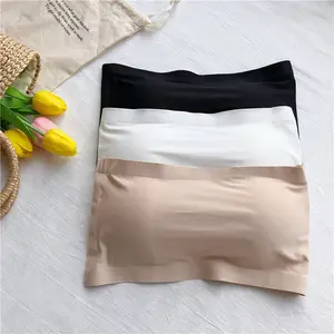 Seamless One-piece Tube Tops Women Removable Pads Intimates Basic Black/White/Skin Womens Strapless Bra Bandeau Tube Top