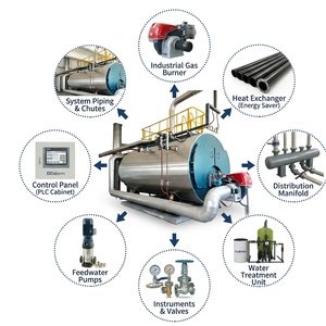 Chaudière à vapeur diesel/<span class=keywords><strong>gaz</strong></span> double combustible 10 tonnes 20 tonnes/h, chaudière à vapeur à <span class=keywords><strong>gaz</strong></span> 3 passages avec <span class=keywords><strong>prix</strong></span> direct usine Chine - Product Image 5