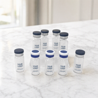 Flacon de test personnalisé en verre avec bouchon à sertir en aluminium à charnière, hermétique et étanche, pour le stockage et la recherche en laboratoire
