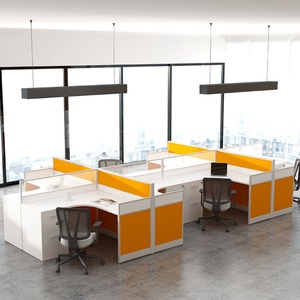 Modern 4-Person <b>Office</b> Furniture Set Workstation with Modular Partition <b>Office</b> <b>Table</b> and Chair Contemporary Desk Design - Product Image 5