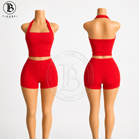 Conjunto de Dos Piezas de Ropa de Verano 2026 con Logotipo de Goma Personalizado, Top Corto sin Tirantes con Rayas y Pantalones Cortos, Ropa Informal para Mujer