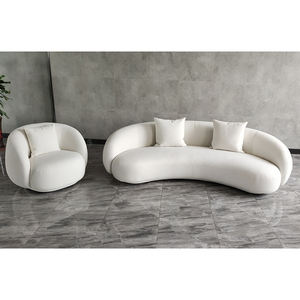 الشمال الحديثة أنيق الأبيض بوكل النسيج شبه دائرة منحني أثاث منزلي فاخر القمر شكل الأريكة المعيشة غرفة طقم أريكة - Product Image 1