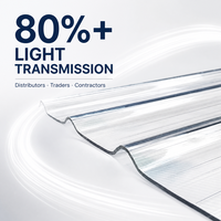 Plaque de polycarbonate transparente Greca Wave de 1,5 mm et 2 mm pour hangar agricole, ventilation, légère, résistante aux chocs