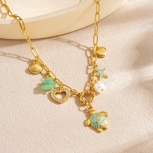Collana con Ciondolo Tartaruga Marina Boho, Placcata in Oro 18k, Acciaio Inossidabile Antiossidante, Ipoallergenica, Gioielli Stile Spiaggia - Product Image 3