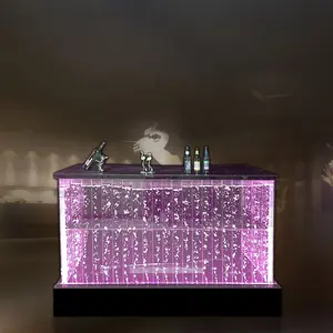 Bar furniture customized modern movable led color changing water bubble wall liquor bar counter