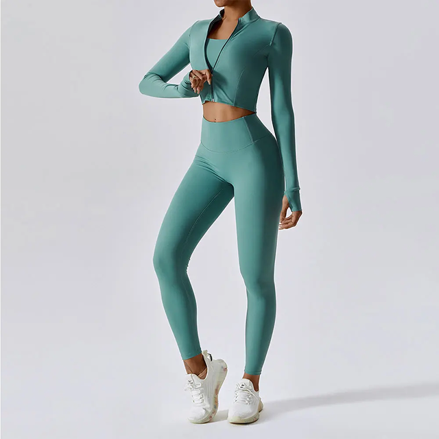 High Waisted Yoga Set for Women Gym Wear Quick Dry and Breathable 3 -Piece Activewear