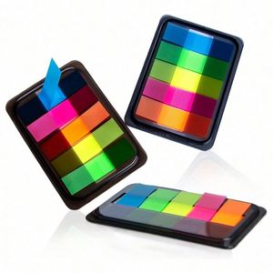 3 paquets de bandes d'indexation néon multicolores, étui de rangement, onglets de page auto-adhésifs amovibles, blocs-notes inscriptibles, étiquettes de lecture pour le bureau - Product Image 1