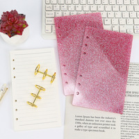 Carpeta A6 Rosa con 6 Anillas, Cubierta Acrílica Brillante para Cuaderno, Diario o Agenda DIY