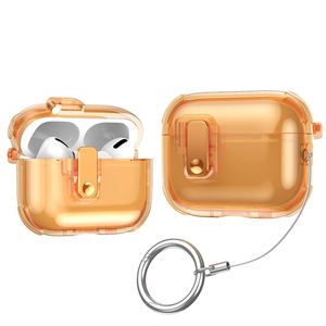 Housse de sécurité pour écouteurs pour Airpod <span class=keywords><strong>Pro</strong></span> 3 étui couleur <span class=keywords><strong>Orange</strong></span> Transparent avec sangle crochet étui de protection pour <span class=keywords><strong>AirPods</strong></span> 4 3 2 - Product Image 4
