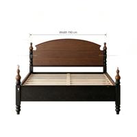 Lit double en bois de frêne massif de style mid-century modern, cadre de lit plateforme King/Queen, finition noire, durable, écologique, confortable pour la chambre à coucher