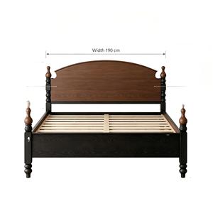 Letto Matrimoniale in Legno Massello di Frassino Stile Mid-Century Moderno, Struttura a Piattaforma King/Queen, Finitura Nera, Durevole, Ecologico, Confortevole per la Camera da Letto - Product Image 3