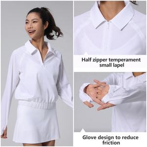 Gemütlicher und bequemer Langarm-Tennis mantel mit halbem Reiß verschluss und Revers-Design für Sommer-Outdoor-Fitness-Yoga Casual Summer Wear - Product Image 3