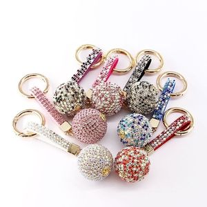 Custom Diamond Bag Charm Wristlet Key Chain Accessories Leather Strap Car Key Chain Rhinestone Crystal Luxury Keychain