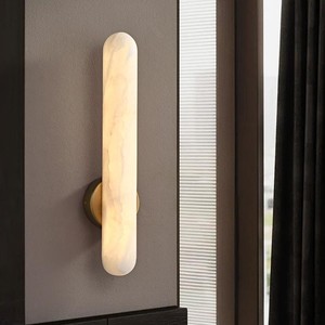 Lámpara de Pared LED de Latón y Alabastro, Moderna y Lujosa, <span class=keywords><strong>para</strong></span> Dormitorio, Baño, Aplique de Mármol Español, Luz Cálida de 3000K, 3 Años de Garantía - Product Image 2